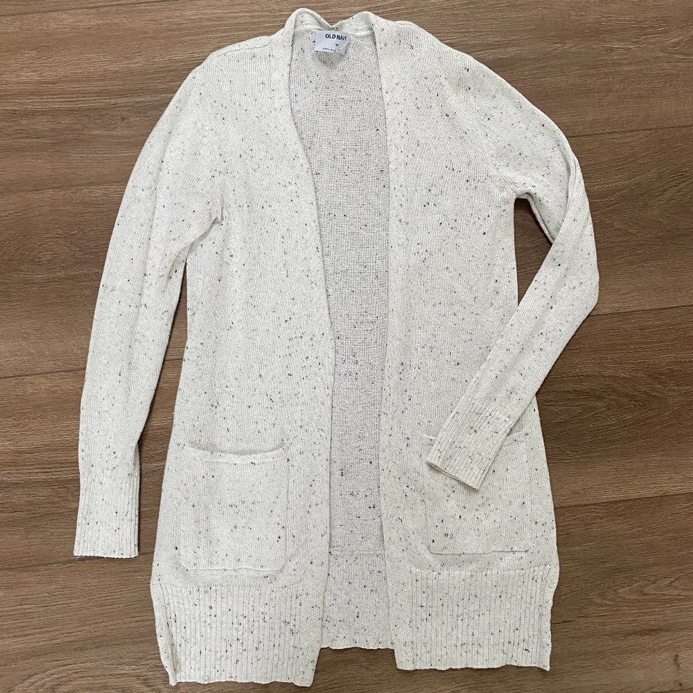 Old Navy Cardigan — XS, White with Black Speckles